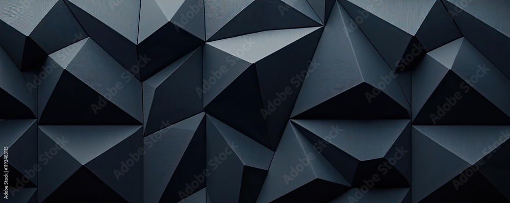 Aufkleber Studio absorber concept. Abstract dark geometric shapes with sharp angles and textures for modern design.