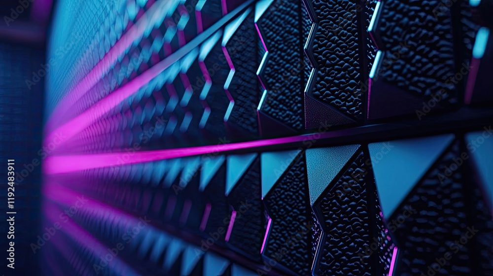 Poster studio absorber concept. futuristic technology background with vivid neon colors and geometric patte