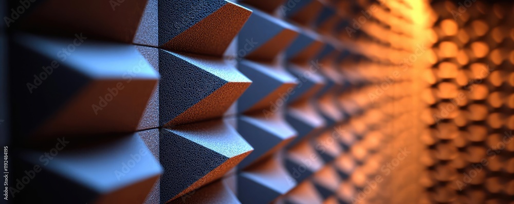 Poster studio absorber concept. abstract architectural details featuring textured wall design with lighting