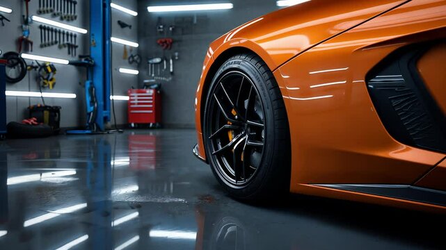 In dim garage sportscar awaits precision tuning, performance shaping refined contours, performance guiding mechanical adjustments, performance attracting clientele seeking exclusive results.