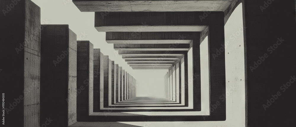Aufkleber Exploration of minimalist architecture through repeating patterns in modular structures
