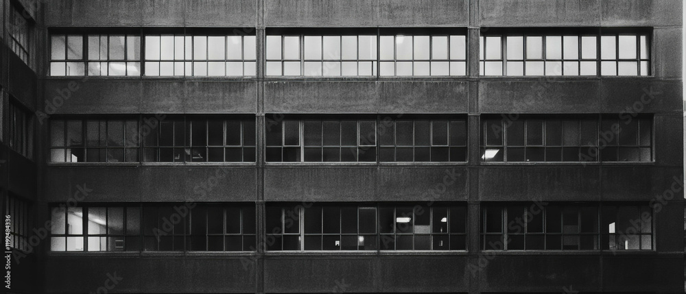 Aufkleber Structured architectural facade featuring repeating windows and grid patterns
