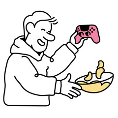 Man celebrates winning in a video game