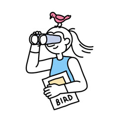 Young woman watching the birds