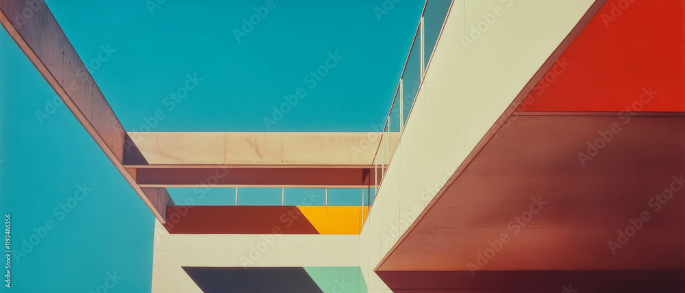Aufkleber bold architectural design with sharp angles and vibrant geometric planes in urban setting
