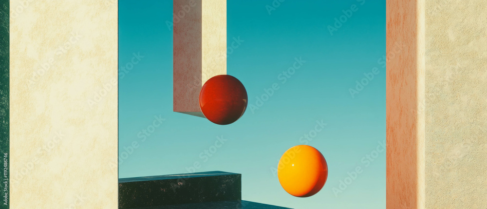 Aufkleber Geometric forms creating a balanced composition with vibrant colors and minimalistic design