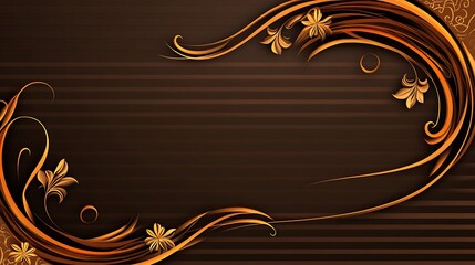 Elegant Brown Background With Orange Floral Design