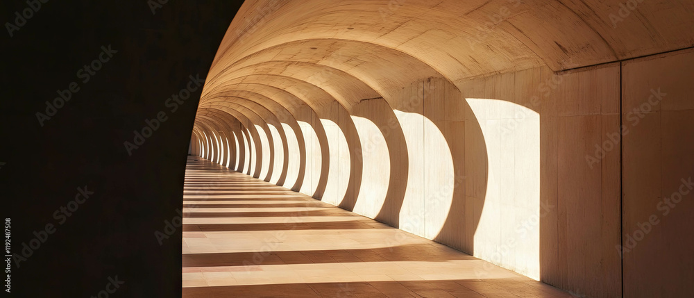 Poster elegant design featuring soaring arches and curved lines in a dramatic architectural space