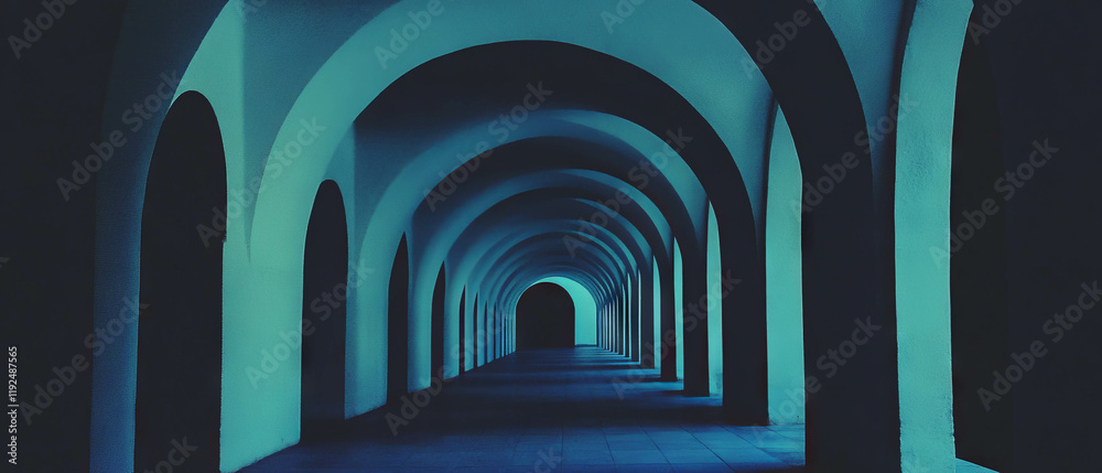Aufkleber soaring arches create a tranquil atmosphere in a curved architectural corridor