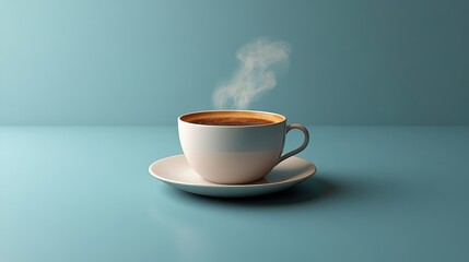 Obraz premium Minimalist coffee cup design, elegant steam rising, modern aesthetic, simple lines, soothing color palette, inviting atmosphere