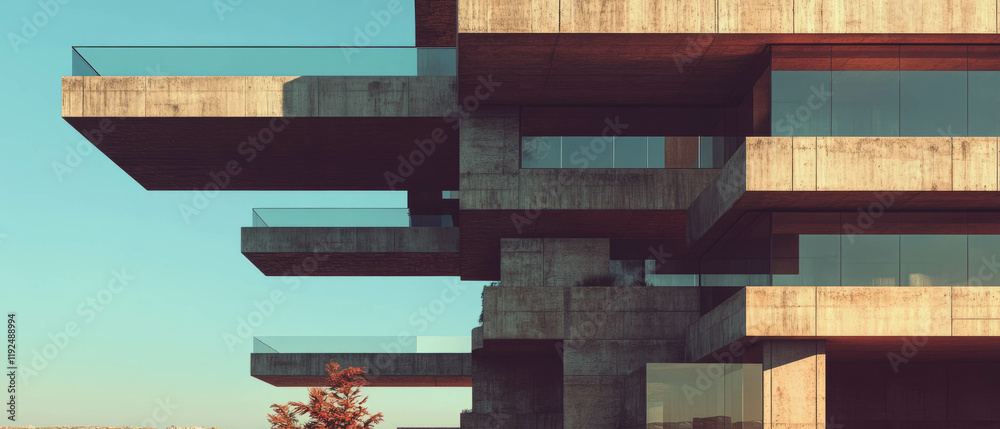 Aufkleber innovative stacked volumes and cantilevered structures in modern architectural design
