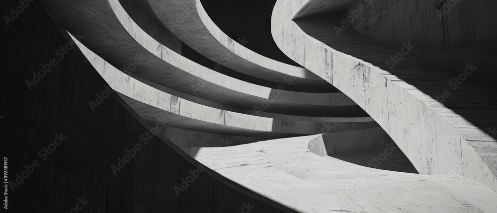 Aufkleber Exploring dynamic architectural forms and fluid line design in modern staircases