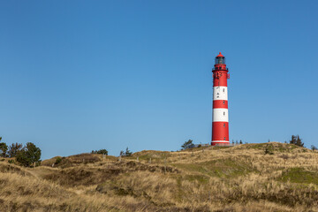 Amrum lighthouse in dunes landscape