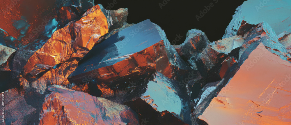 Poster Exploring layered textures with rich colors and visual depth in abstract forms
