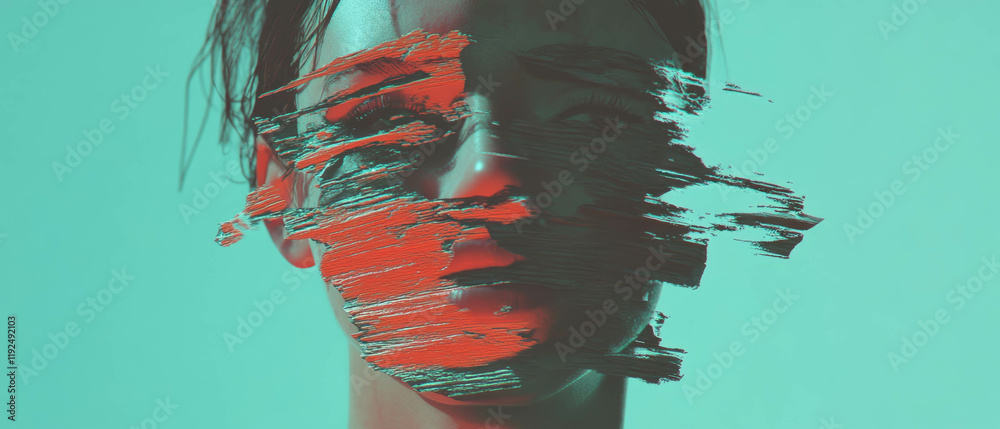 Aufkleber expression of raw emotion with torn edges and vibrant textures in a punk style
