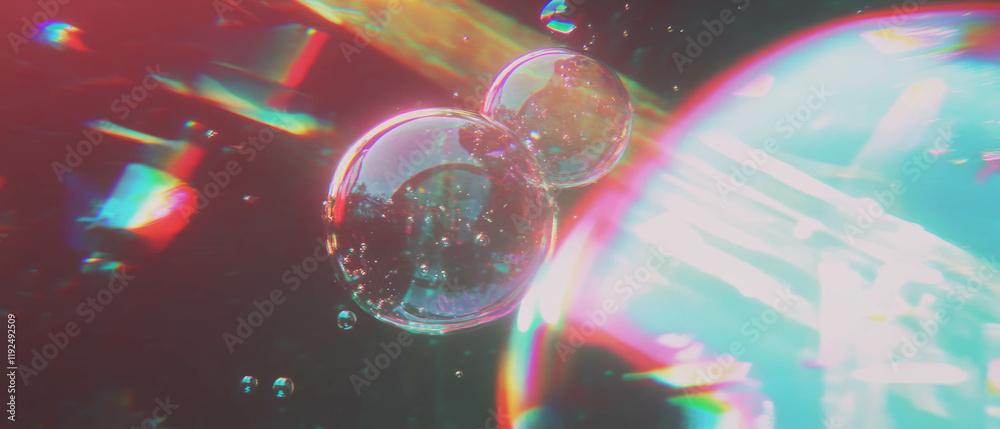 Poster Underwater bubbles create a mesmerizing interplay of light and texture