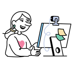 Young woman being interviewed online