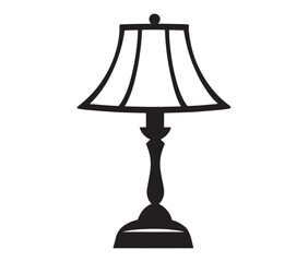 Obraz premium Lamp isolated on white background, Silhouette table lamp icon