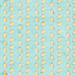 Turquoise vintage floral seamless pattern with yellow blossoms on textured background. Ideal for shabby chic fabric, stationery, scrapbooking and décor.