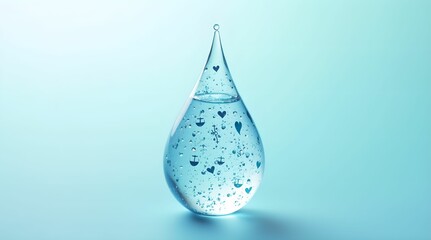 Drops of water filled with miniature health symbols