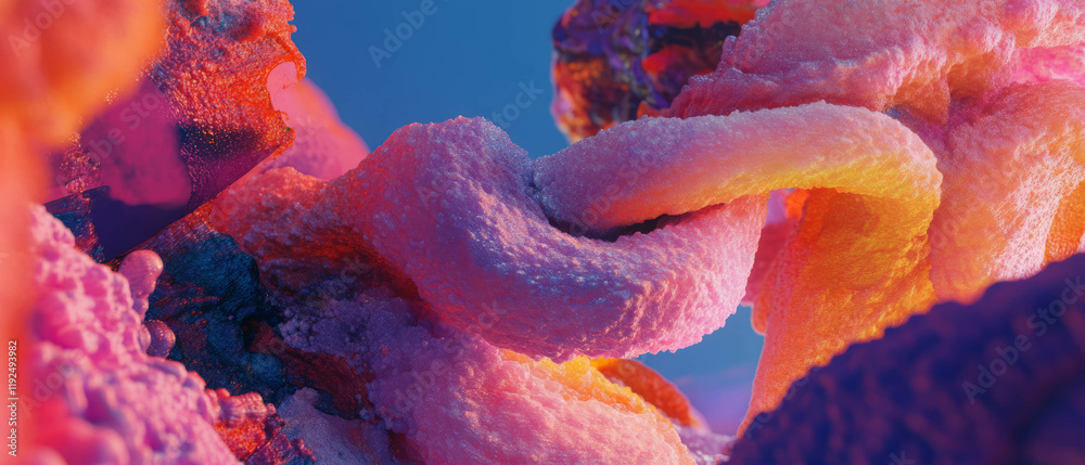 Poster Vivid textures and layered patterns create a sensory experience of color and form