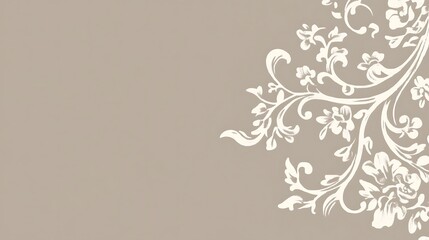 Elegant White Floral Design on Taupe Background