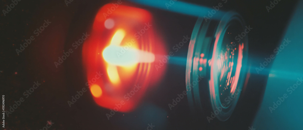 Aufkleber Retro projector light casting warm glow with floating dust motes