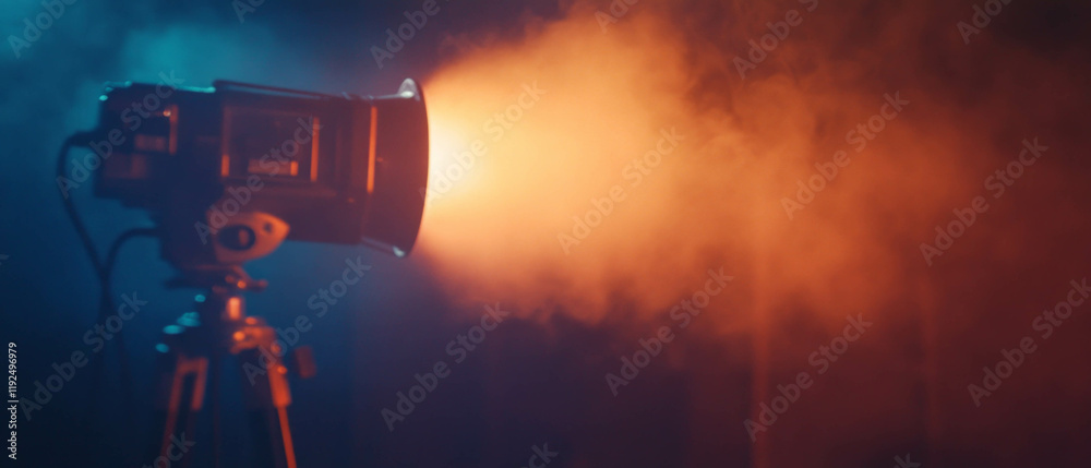 Aufkleber captivating retro projector light illuminating a warm glow with dust motes in the air