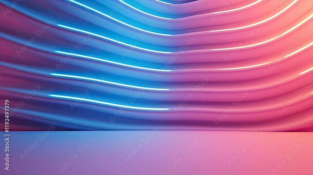 Poster studio absorber concept. colorful neon waves create a vibrant backdrop for modern design or artistic