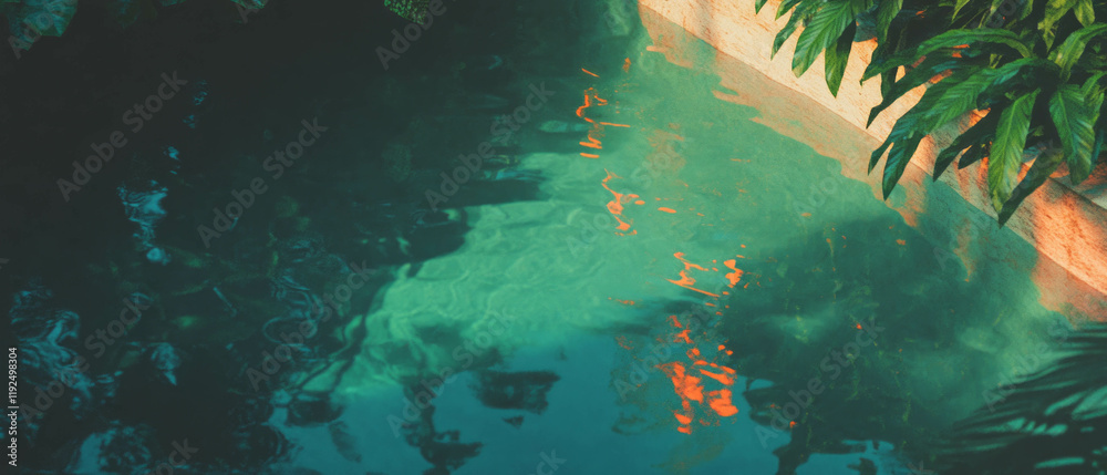 Poster Vibrant pixel art textures showcase intricate details and colorful reflections in a serene setting