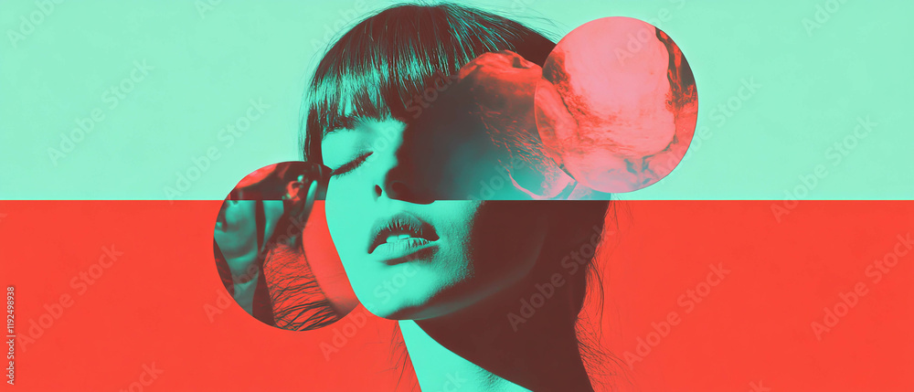 Poster retro duotone effect showcases contrasting colors in graphic design element
