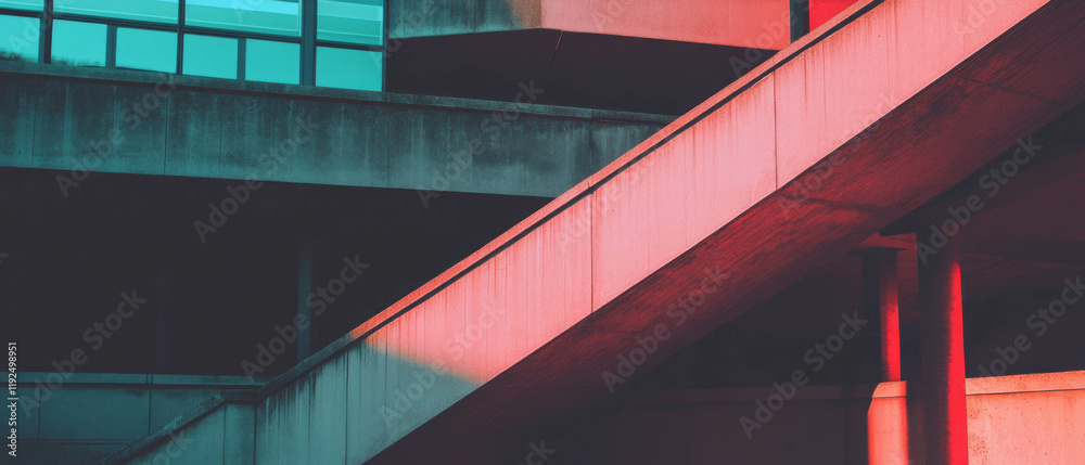 Poster retro duotone design showcasing contrasting colors in modern architecture