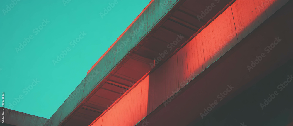 Poster vivid retro duotone architectural design capturing dynamic contrasting colors