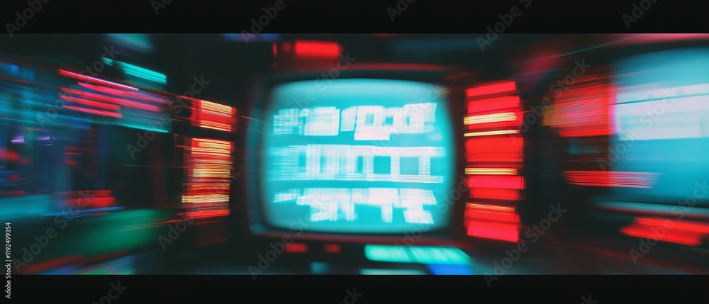 Poster Retro film countdown countdown with flickering effects and luminous numbers in a vibrant setting