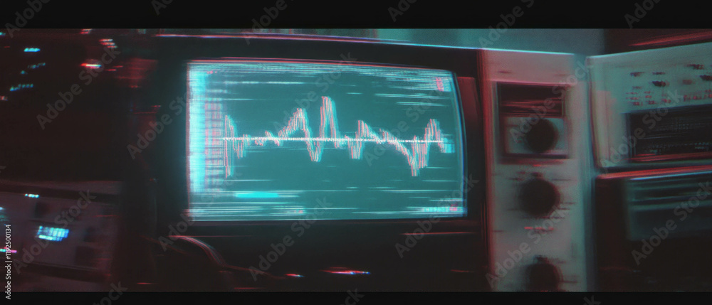 Poster Exploration of retro noise and static through electronic signal distortion