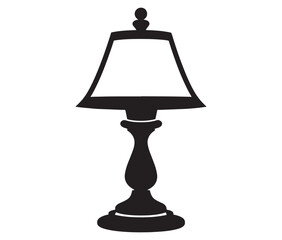 Obraz premium Lamp isolated on white background, Silhouette table lamp icon