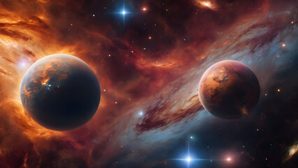 Nebula and galaxies in space. Abstract cosmos background. Universe science astronomy.