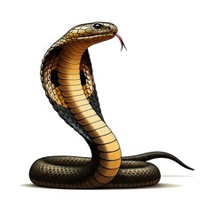 Fototapeta premium A wild snake isolated white, an aggressive king cobra 