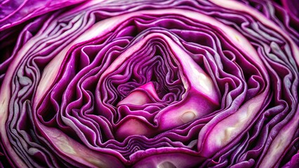 Obraz premium Close-up of Vibrant Red Cabbage Slice - Isolated Healthy Vegetable