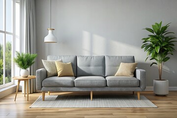 Comfortable Modern Sofa PNG, Cozy Living Room Furniture, Relaxing Seating Area Image