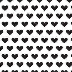 Seamless pattern with small hearts in black on white background for holidays, valentine's day, wallpapers, wrapping, marketing, packaging