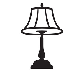 Lamp isolated on white background, Silhouette table lamp icon