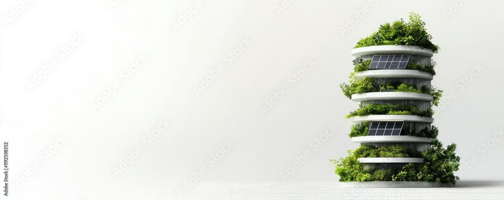 Poster architect sketching concept. innovative eco-friendly building design featuring greenery and modern a