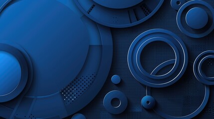 Abstract blue geometric circles and lines pattern on dark background