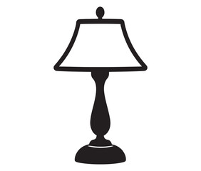 Obraz premium Lamp isolated on white background, Silhouette table lamp icon