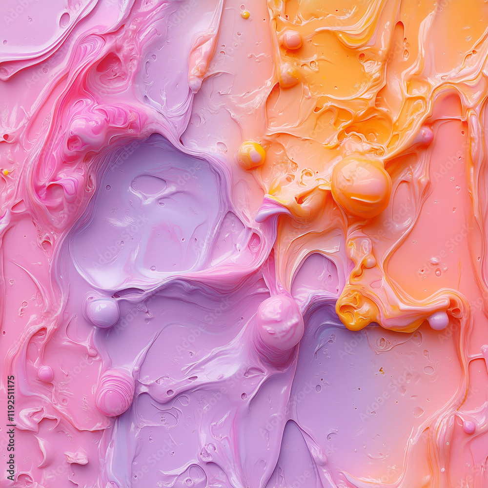 Aufkleber a composition in pink and orange tones that resembles a melting texture, with layered curves that ad