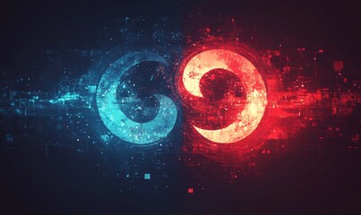 Fototapeta premium Yin Yang Concept Digital Design with Abstract Elements, Generative AI