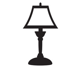 Lamp isolated on white background, Silhouette table lamp icon