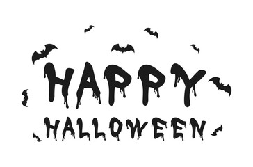 Text: Happy Halloween with bats.