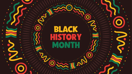 Black History Month social media web banner, African American history celebration, February awareness celebration banner, with geometric pattern, Juneteenth Independence Day banner template